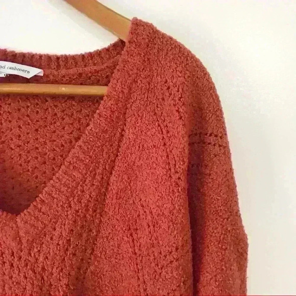 Anthropologie Cupcakes and Cashmere Burnt Orange V-Neck Sweater - Picture 5 of 9